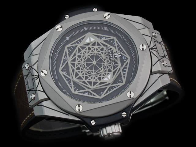 42mm Big Bang Sang Bleu Rubber Strap Quartz Black Dial HUB553