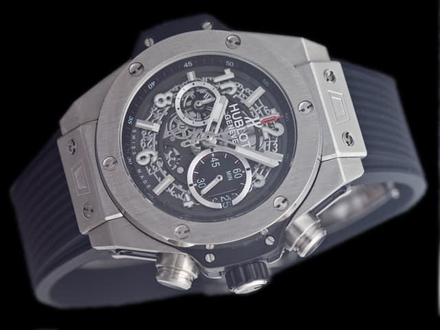 42mm Big Bang Union Rubber Strap Quartz Chronograph Skeleton Dial HUB656