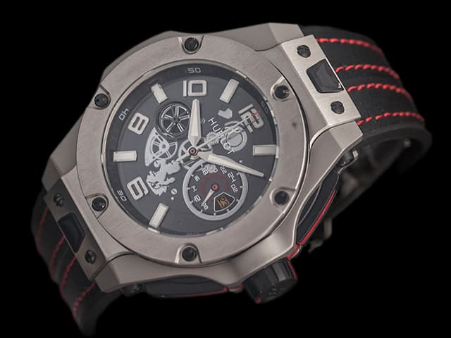 42mm Big Bang Ferrari Unico Rubber Strap Quartz Chronograph Black Dial HUB662