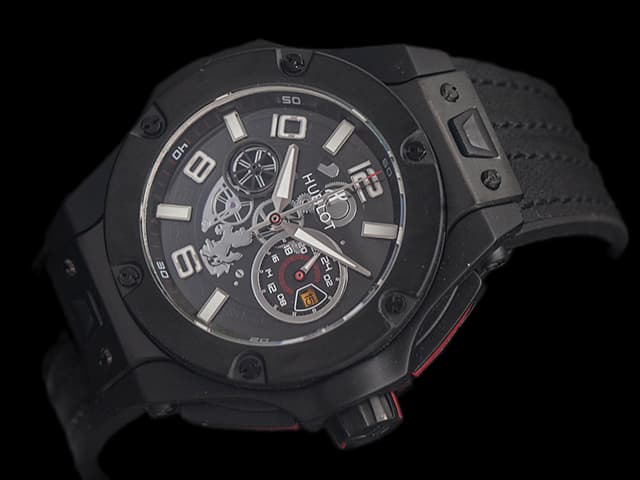 PVD 42mm Big Bang Ferrari Unico Rubber Strap Quartz Chronograph Black Dial HUB671