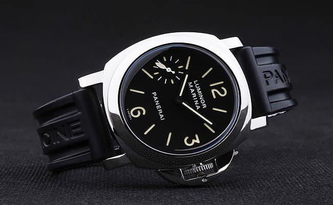 44mm Rubber Strap Luminor Marina PAM 111 Hand Wound Black Dial PA09