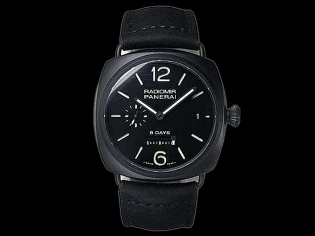 PVD 44mm Leather Strap Radiomir 8 Days PAM 384 Automatic Black Dial PA277