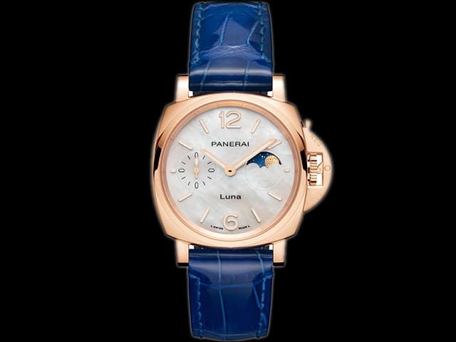 Rose Gold 38mm Leather Strap Luminor Due Luna Goldtech PAM 1181 Lady Automatic White Dial PA298