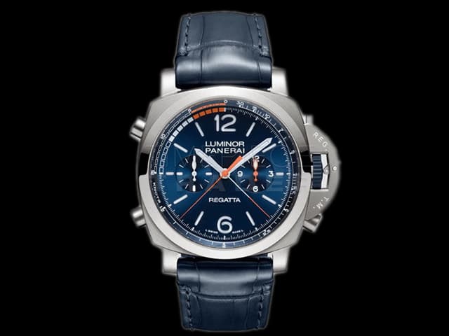 44mm Leather Strap Luminor Flyback Regatta Chrono Blu Mare PAM 1216 Automatic Blue Dial PA301