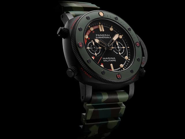 DLC 47mm Rubber Strap Submersible 3 Days Chrono Flyback Forze Speciali Experience PAM 1238 Automatic Black Dial PA302