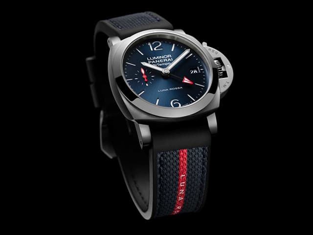 44mm Nylon Strap Luminor Quaranta BiTempo Luna Rossa PAM 1404 Automatic Blue Dial PA323