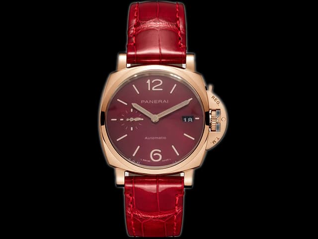 42mm Leather Strap Luminor Due PAM 1045 Automatic Red Dial PA361