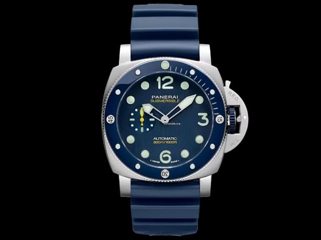 47mm Rubber Strap Submersible Quarantaquattro Mike Horn PAM 1676 Blue PA380