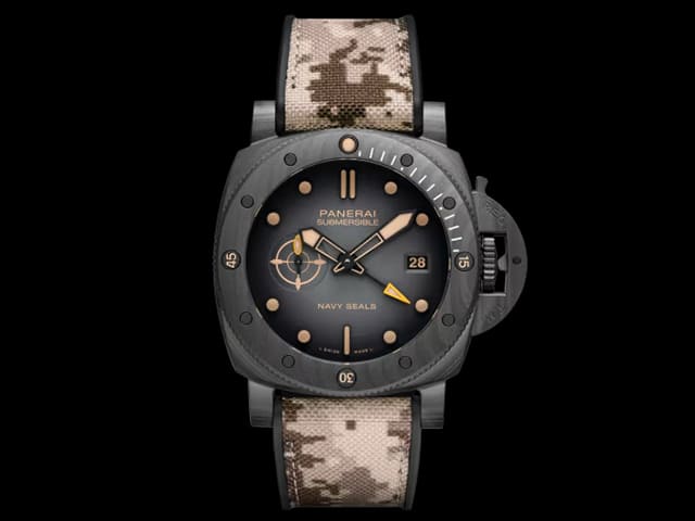 Carbon 47mm Nylon Strap Submersible Gmt Navy Seals PAM 1513 Automatic Grey Dial PA382