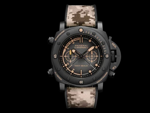 Carbon 47mm Nylon Strap Submersible Navy Seals PAM 1521 Automatic Grey Dial PA383