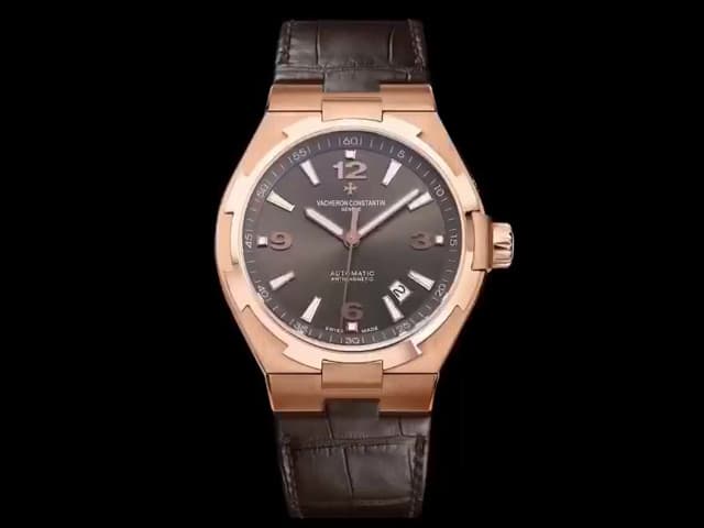 Rose Gold 42mm Overseas 47040 Leather Strap 9015 Automatic Brown Dial VC-21015