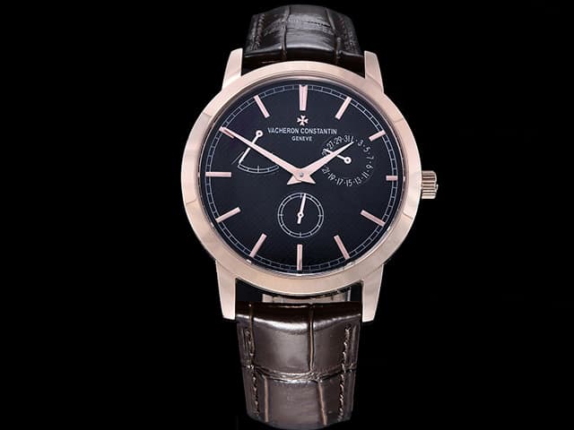 Rose Gold 40mm Patrimony 83020 Leather Strap Automatic Black Dial VC-21041