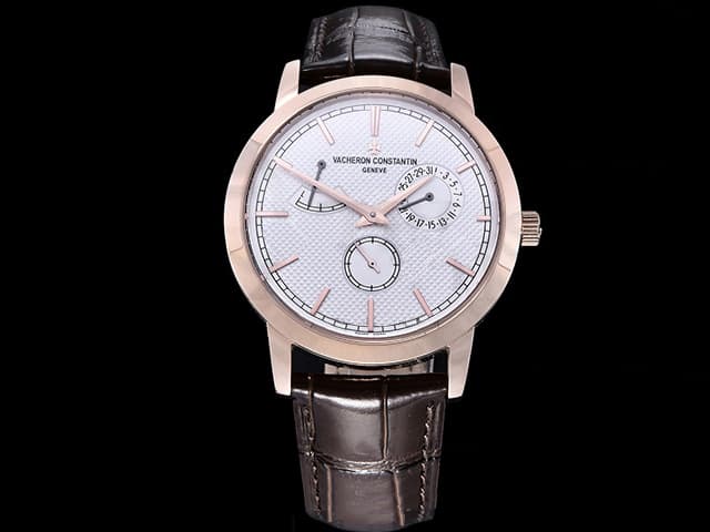 Rose Gold 40mm Patrimony 83020 Leather Strap Automatic White Dial VC-21042