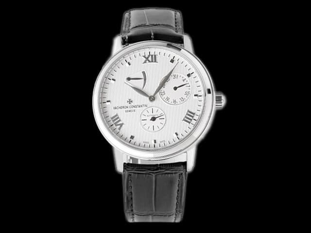 40mm Patrimony Power Reserve 47200 Leather Strap Automatic White Dial VC-21062