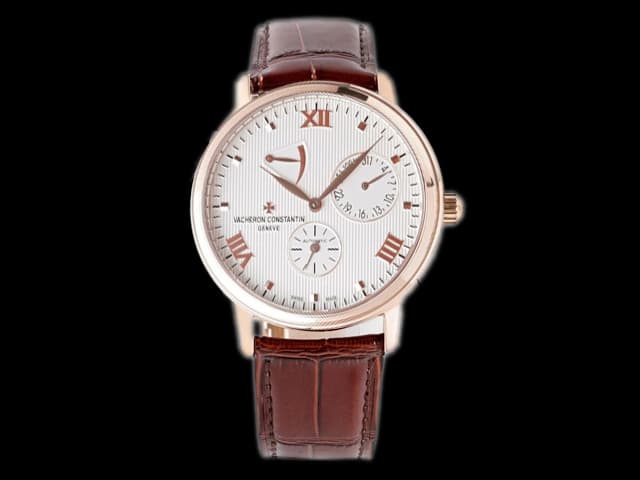 Rose Gold 40mm Patrimony Power Reserve 47200 Leather Strap Automatic White Dial VC-21064