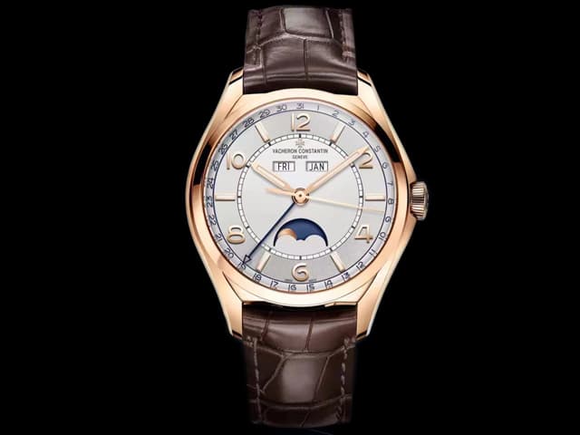 Rose Gold 40mm Fiftysix Complete Calendar 4000 Leather Strap Automatic White Dial VC-21082