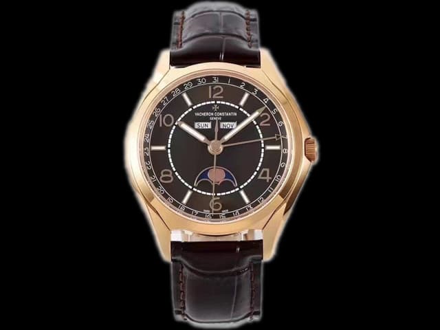 Rose Gold 40mm Fiftysix Complete Calendar 4000 Leather Strap Automatic Brown Dial VC-21084