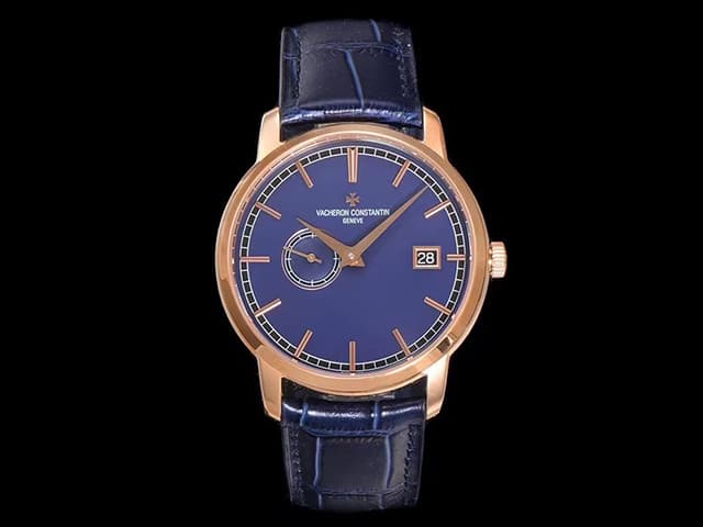 18K Rose Gold 38mm Patrimony 87172 Leather Strap 2455 Automatic Blue Dial VC-25011