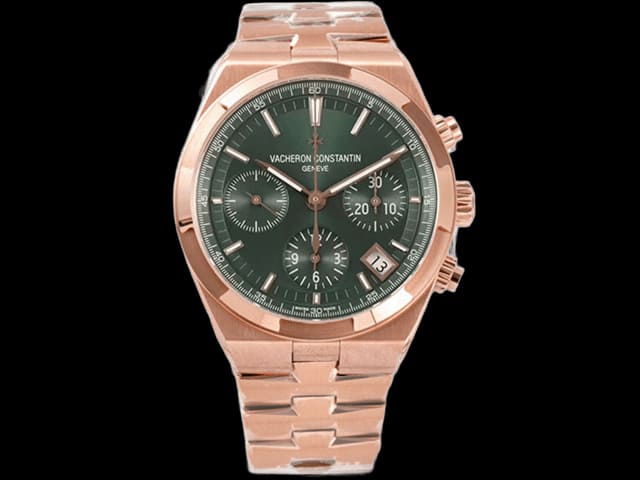 Rose Gold 43mm Overseas 5500V Chronograph Green Dial VC-25041
