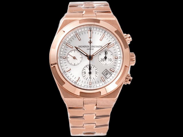 Rose Gold 43mm Overseas 5500V Chronograph White Dial VC-25042