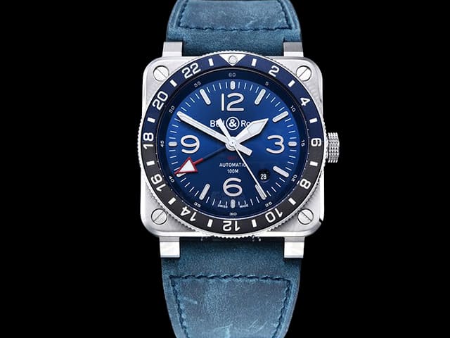 42mm Leather Strap BR 03-93 GMT Blue Automatic BR-24004