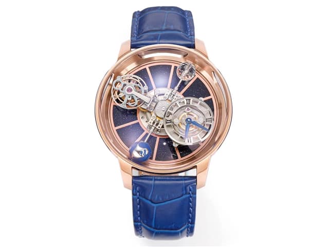 Rose Gold 47mm Astronomia Tourbillon Leather Strap Steel Transparent Sapphire JAC-23002