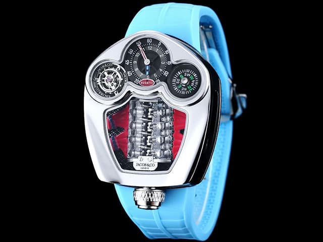 44mm Rubber Strap Bugatti Tourbillon V16 Hypercar Steel JAC-26001