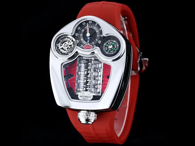 44mm Rubber Strap Bugatti Tourbillon V16 Hypercar Steel JAC-26002