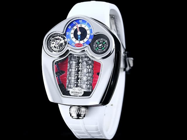 44mm Rubber Strap Bugatti Tourbillon V16 Hypercar Steel JAC-26003