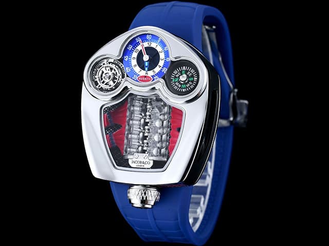44mm Rubber Strap Bugatti Tourbillon V16 Hypercar Steel JAC-26004