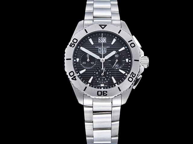 40mm Aquaracer Steel Quartz Chronograph Black Dial TAG1005