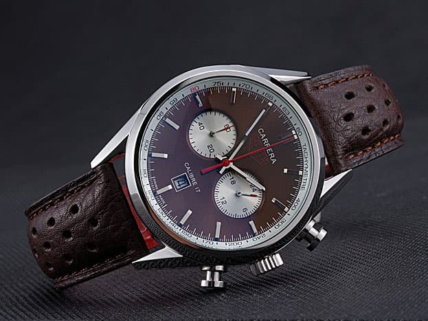 43mm Carrera Calibre 17 Jack Heuer Leather Strap Quartz Chronograph Brown Dial TAG460