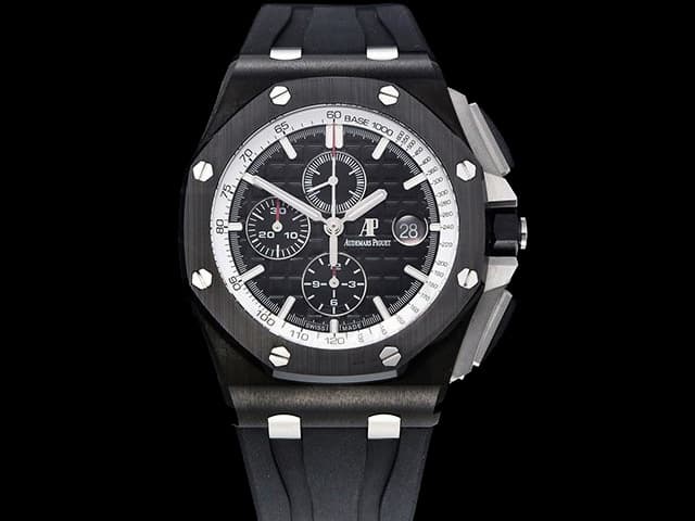 Ceramic 44mm Royal Oak Offshore Chronograph 3126 Rubber Strap 26405 Black Dial AP-20013