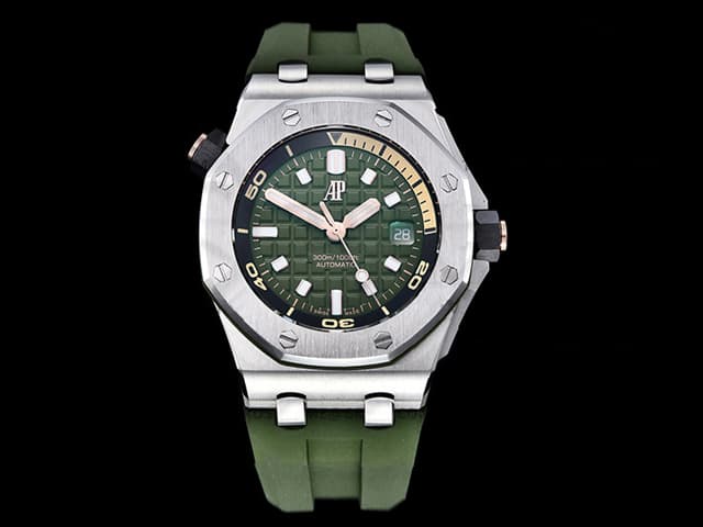 42mm Royal Oak Offshore Diver Rubber Strap 15720 Automaitc Green Dial AP-21062