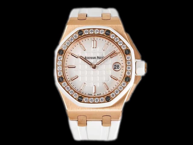 Rose Gold 37mm Royal Oak Offshore Rubber Strap 67540 Swiss Quartz White Dial AP-21082