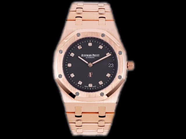 Rose Gold 39mm Royal Oak Jumbo Extra-Thin 15206 Steel Black Dial AP-22012