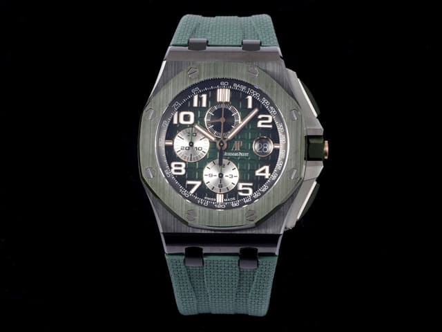 Ceramic 44mm Royal Oak Offshore Chronograph Rubber Strap 26405 Green Dial AP-22041