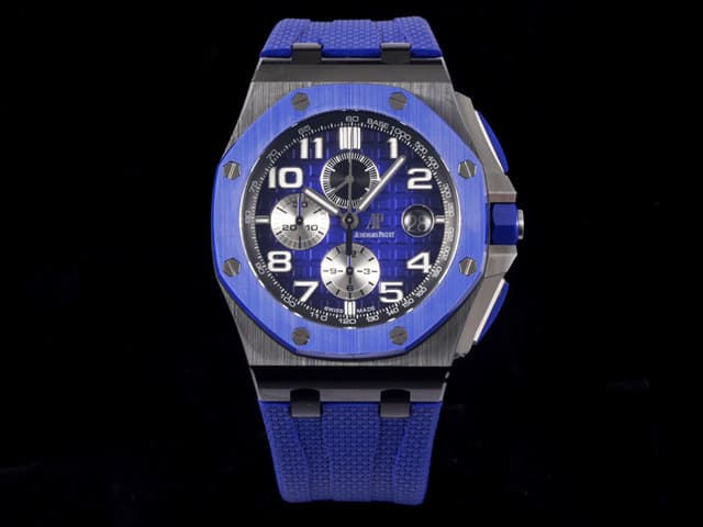 Ceramic 44mm Royal Oak Offshore Chronograph Rubber Strap 26405 Blue Dial AP-22042