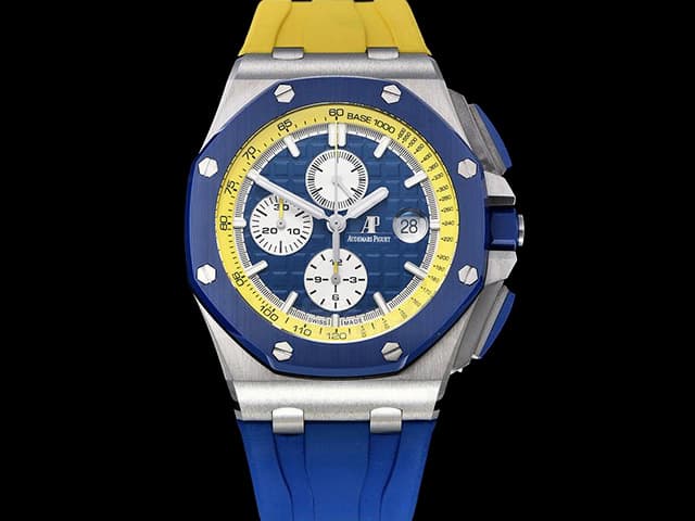 Two Tone 44mm Royal Oak Offshore Ryder Cup Europe Chronograph Rubber Strap 26400 Blue Dial AP-22061