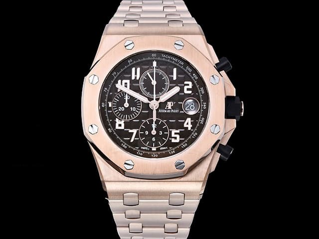 Rose Gold 42mm Royal Oak Offshore Chronograph 3126 Steel 26470 Brown Dial AP-23031