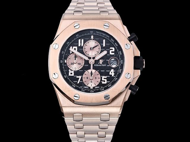 Rose Gold 42mm Royal Oak Offshore Chronograph 3126 Steel 26470 Black Dial AP-23033