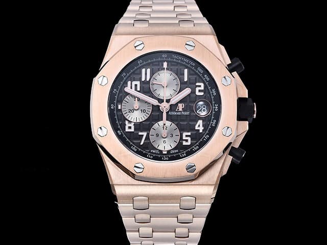 Rose Gold 42mm Royal Oak Offshore Chronograph 3126 Steel 26470 Grey Dial AP-23034