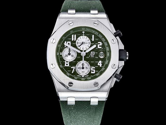 42mm Royal Oak Offshore Chronograph 4404 Rubber Strap 26238 Green Dial AP-23067