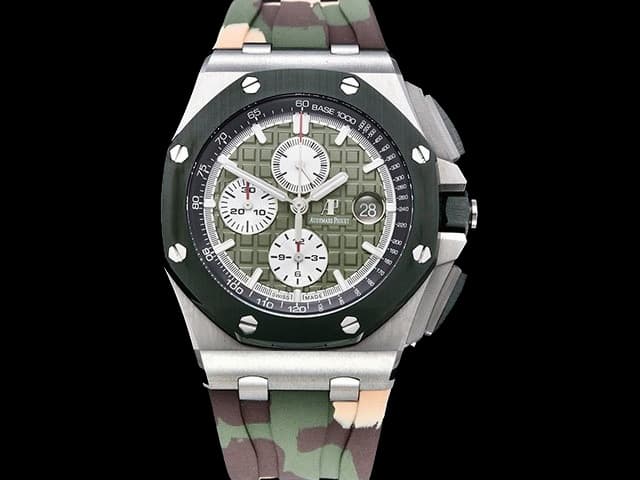 44mm Royal Oak Offshore Chronograph 3126 Rubber Strap 26400 Green Dial AP-23085