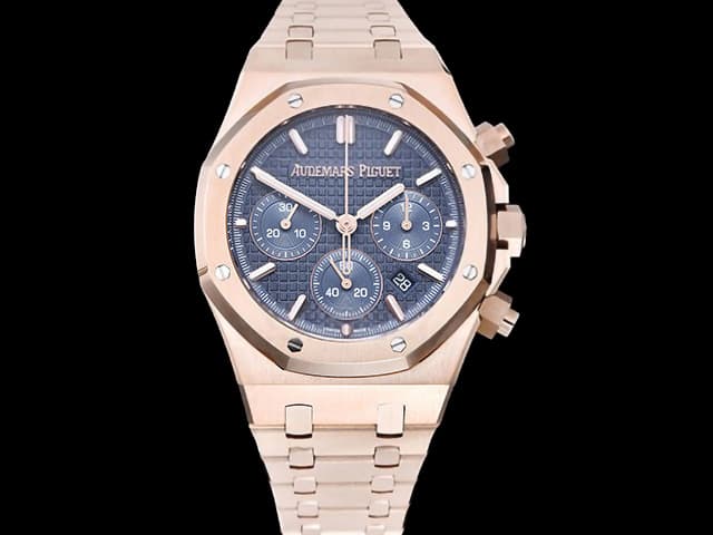 Rose Gold 41mm Royal Oak Chronograph 26240 50th Anniversary Blue Dial AP-24032