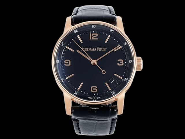 Rose Gold 41mm CODE 11.59 15210 Leather Strap 4302 Black Dial AP-26013