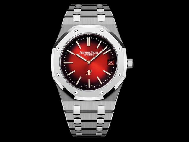 Titanium 39mm Royal Oak Jumbo Extra Thin 7121 16202 Smoked Burgundy Red Dial AP-26021