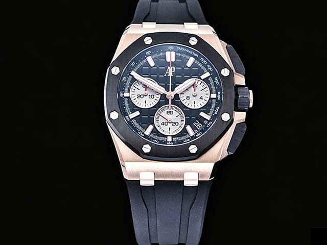 Two Tone 43mm Royal Oak Offshore Chronograph 26420 Rubber Strap Black Dial AP-26034