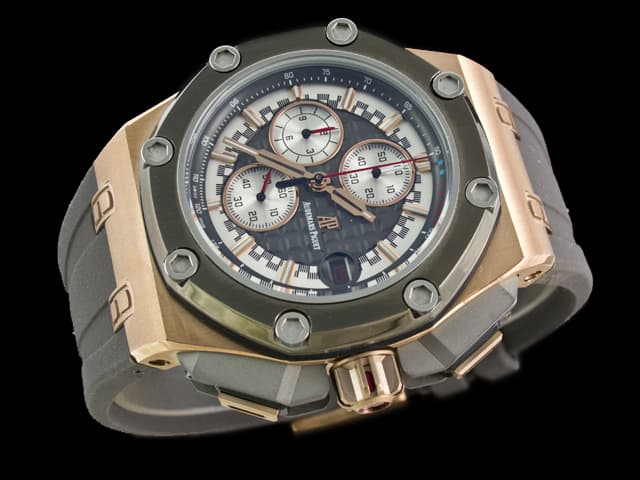 Two Tone 45mm Royal Oak Offshore Michael Schumacher Rubber Strap 26568 Quartz Grey Dial AP599