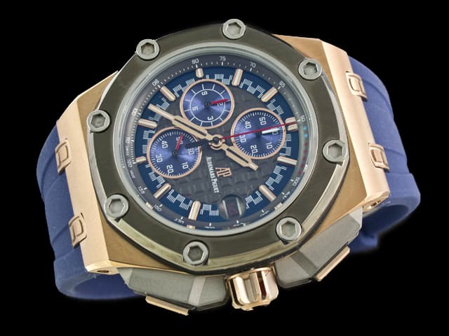 Two Tone 45mm Royal Oak Offshore Michael Schumacher Rubber Strap 26568 Quartz Blue Dial AP602